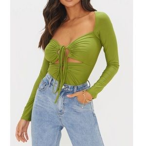 Olive Green Long Sleeve Bodysuit